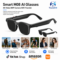 TeWeekAI M08 Smart AI Camera Glasses Selfie Monitor Screen 1080P Video Recording 8MP Photo WiFi Transfer IP65 7 Hours Music