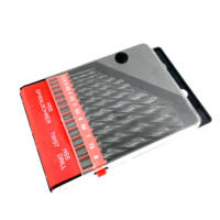 Jeu de forets hélicoïdaux HSS en oxyde DIN338, longueur standard, pour le perçage du bois, 13 pièces, noirs, queue ronde, boîte en plastique, garantie 3 ans