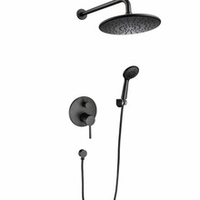 Nouvel ensemble de douche mural encastré noir avec mitigeur monocommande à jet pluie, cartouche céramique et robinet de mélange pour salle de bain