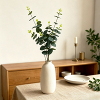 Bunga Buatan Batang Eucalyptus 59cm Daun Eucalyptus Palsu Cabang Bunga Tiruan Dekorasi Rumah Rangkaian Bunga Pernikahan