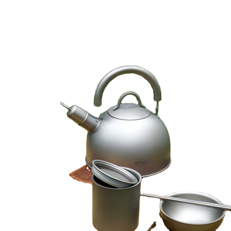Чайный чайник со свистящим титановым покрытием, легкий, для походов и путешествий