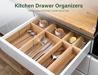 Organisateur de tiroirs de cuisine de luxe en gros – Lot de 6 séparateurs de tiroirs amovibles en bambou pour ustensiles – Boîtes de rangement pour tiroirs