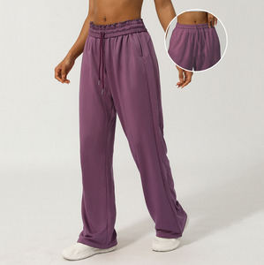 Printemps et automne taille haute pied groupé pantalons de sport lâche droite pantalons décontractés tout match pantalons de survêtement respirants - Product Image 1