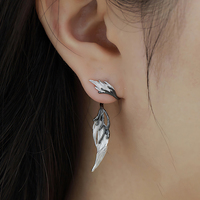 Boucles d'oreilles élégantes en forme d'ailes d'ange longues pour femmes, en argent sterling 925, boucles d'oreilles tendance, bijoux fins de créateur personnalisés, vente en gros