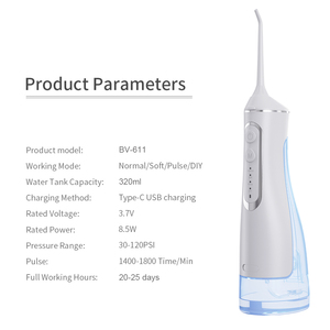 Proveedor de hilo <span class=keywords><strong>dental</strong></span> de agua de grado clínico dentista <span class=keywords><strong>recomendado</strong></span> portátil <span class=keywords><strong>Dental</strong></span> IPX7 <span class=keywords><strong>irrigador</strong></span> Oral inalámbrico 320ml USB limpiador de dientes - Product Image 6