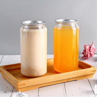 Canette en plastique PET transparente de qualité alimentaire pour boissons gazeuses, avec couvercle à ouverture facile, pour jus de fruits