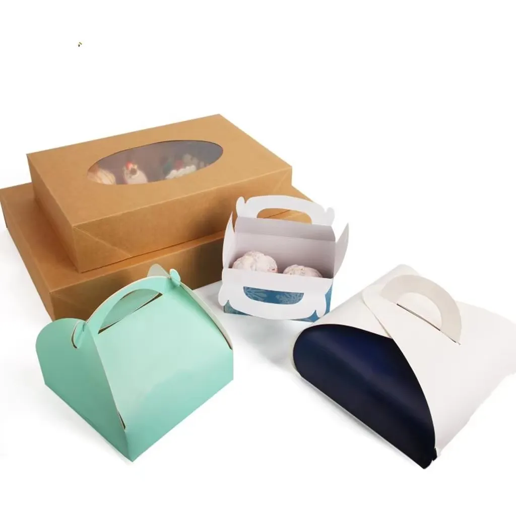 Tùy chỉnh in ấn gấp thân thiện với môi cajas muffin cupcake hộp thực phẩm xử lý cajas de carton Para Paste de Regalo con ASA giấy