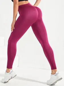 Venta caliente Leggings de Yoga de cintura alta para mujeres Control abdominal Fitness Ejercicio Cadera Gimnasio Pantalones propensos