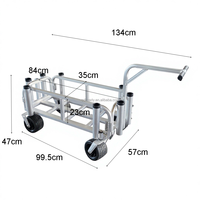 Chariot pliant portable en aluminium avec plateforme en plastique, quatre roues en PVC, pour planches de surf, cannes à pêche, plage, outils personnalisables OEM
