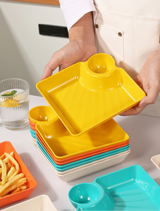 <span class=keywords><strong>Assiette</strong></span> Carrée Moderne en Plastique avec Séparateur pour Sauces, Plats Polyvalents pour Restaurants, Hôtels et Écoles, <span class=keywords><strong>Assiette</strong></span> à Raviolis - Product Image 3