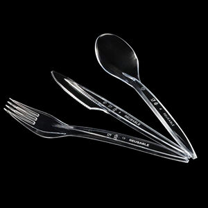 Couverts en plastique jetables pour contact alimentaire (fourchette, couteau, cuillère) en PS – Échantillon disponible – Vente en gros OEM/ODM - Product Image 1