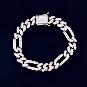 สร้อยข้อมือแบบ Cuban Link ฮิปฮอป ประดับเพชรโมอิสซาไนต์ VVS สีขาว ขนาด 10 มม. ทำจากเงินแท้ 925 ชุบทองคำขาว - Product Image 1