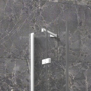 Kamalu KT1000B Moderna Parete Doccia 70x90 Bianco Opaco con Doppia Cerniera Senza Telaio in Alluminio Design Quadrato per Bagno - Product Image 4