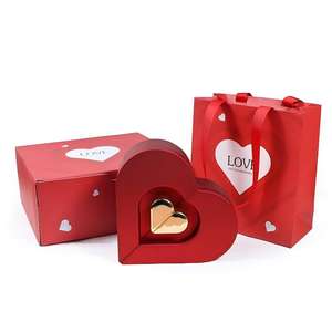 Boîte à bijoux élégante en forme de cœur à double porte, idéale pour la Saint-Valentin, un cadeau surprise très demandé - Product Image 2