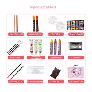 Vente chaude 145 pièces pinceau et crayon ensemble aquarelle stylo ensemble avec boîte en aluminium pour enfants peinture et dessin Top Art fournitures - Product Image 6