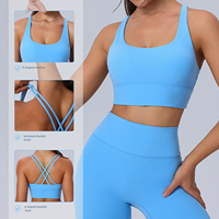 Sujetadores deportivos transpirables y ecológicos para mujer con tiras, compresión ligera, espalda cruzada, acolchados, para yoga y entrenamiento, con soporte.