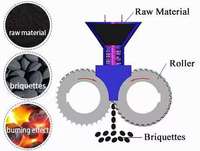 Machine de fabrication de briquettes de charbon en acier au carbone à moteur AC, prix usine, moteur 7,5 kW, applications BBQ, capacité 2-4 tonnes
