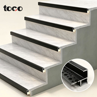 Profilé d'extrusion en alliage d'aluminium TOCO noir avec LED intégrées pour nez de marche antidérapant, pour éclairage de escalier en pierre, garantie 5 ans