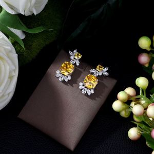 HIBRIDE À La Mode Charme Brillant Cubique Zircone Boucles D'oreilles pour les Femmes Clair Jaune Déclaration Cristal 2019 Femmes Boucles D'oreilles E-418 - Product Image 2