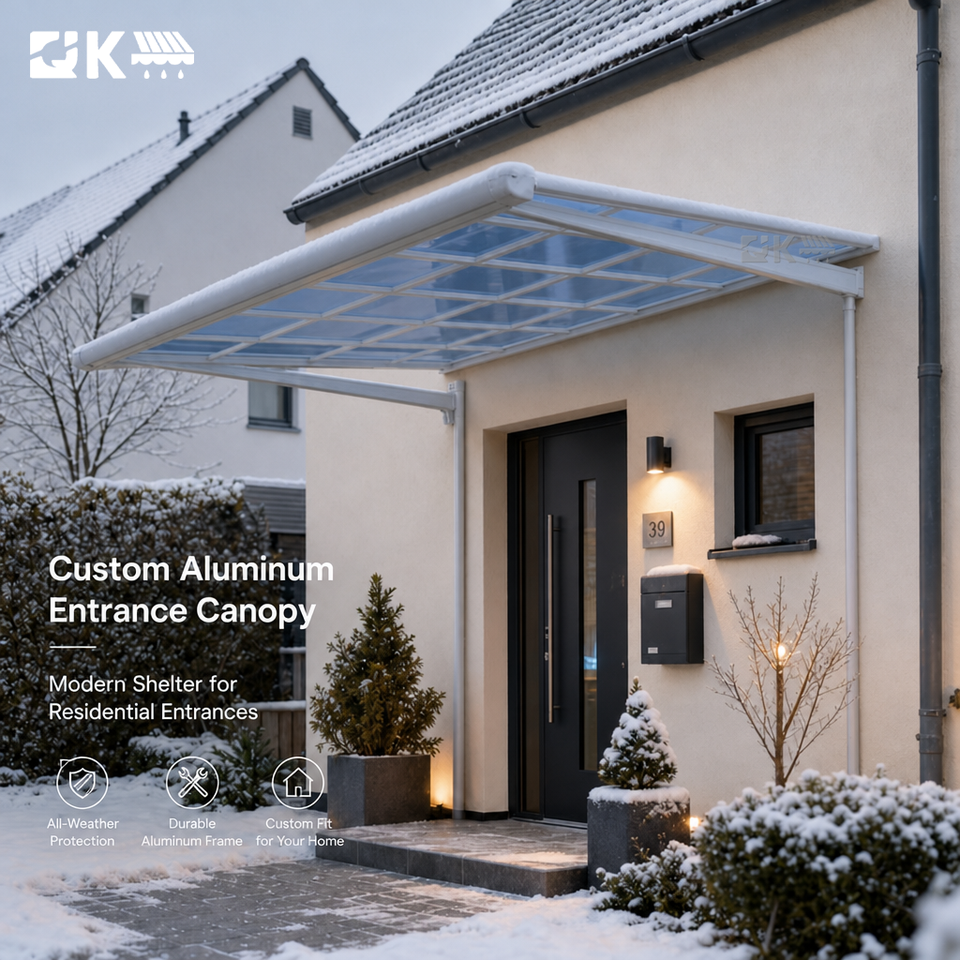 Aluminium Square Gutter Custom Aluminum Entrance Canopy Sloped Roof Integrated Gutter Custom ...