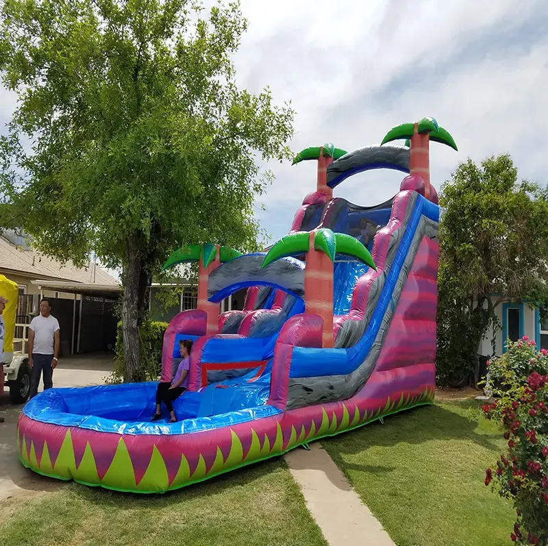 Manufacturer direct sale custom multi color PVC material large slidebouncing castle kids commercial inflatable bouncer