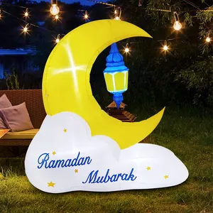 ديكور رمضان قابل للنفخ للاحتفال المقدس مع أضواء LED للاحتفال بالصيام والتأمل والصلاة