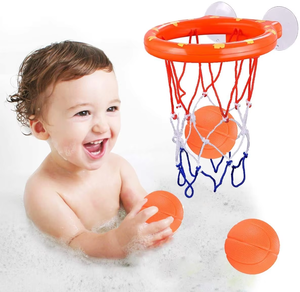 El más vendido, juguetes de baño para niños pequeños, divertido juego de bolas de aro de baloncesto, bonito diseño de ventosa, juego de agua de baño de goma personalizado para niños - Product Image 3