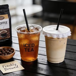 Vasos de Plástico Transparente Desechables Cuadrados de PE/PP de 8oz-32oz con Logotipo Personalizado, Ecológicos, con Tapas para Café y Postre - Product Image 6