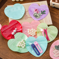 Sacs d'emballage personnalisés en Mylar à fermeture éclair, motif cœur mignon, pour bijoux et barrettes