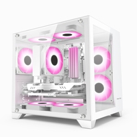 Boîtier d'ordinateur personnalisé en gros AntarcChill avec panneau en verre, tours et boîtiers Micro ATX, boîtier d'ordinateur de jeu PC de bureau en métal blanc