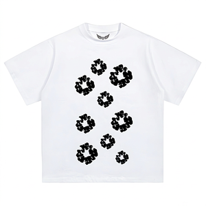 T-shirt pour homme à motif abstrait à pois blancs, manches courtes, col rond, coupe classique, 100% coton jersey, design imprimé - Product Image 1