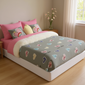 Couverture en peau de mouton King Size, imprimée de dessins animés printaniers, style moderne, jeté portable - Product Image 2