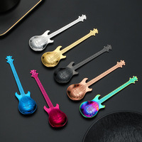 Cuillère à café en acier inoxydable 304, cuillère créative en forme de guitare, cuillère à mélanger pour tasses domestiques, pour bar et desserts