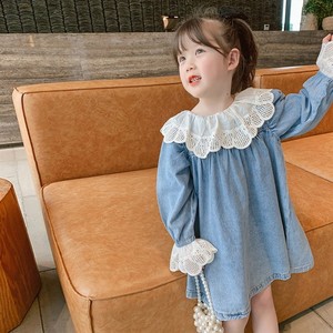 Vestido de primavera superventas con cuello de loto, vestido de bebé con encaje dulce y aberturas para niñas pequeñas - Product Image 4