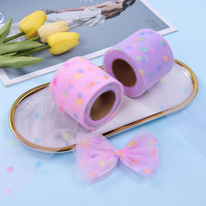 Ruban en tulle tissé écologique Wevecrafts de 6 cm pour accessoires de mode, bobine de tulle organza, motif de points et d'étoiles - Product Image 5