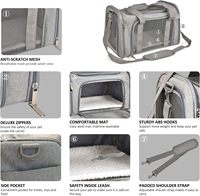 Sac de transport pliable pour chat approuvé par les compagnies aériennes, sacs de voyage souples pour animaux de compagnie, sacs de voyage pour chien pour siège de voiture, accessoires pour animaux de compagnie
