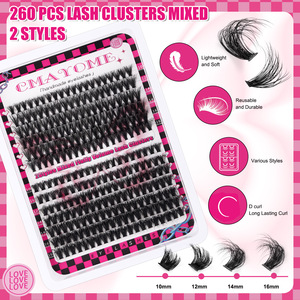 Personalizada Mega Volumen Individual Pestañas Clusters Faux Mink Box D Curl Cluster DIY Pestañas Mixed Tray Lash Clusters book con parte inferior - Product Image 3