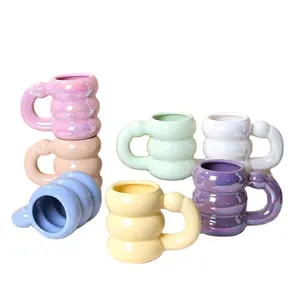 Ins Stijl Keramische Grappige Mok Schattige Rupsvormige Koffiemok Voor Haar Glanzende Iriserende Kleur Effect Band Cup Perfect Decor