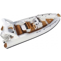 Bateau pneumatique rigide de luxe en Hypalon PVC de 5,8 m, coque en fibre de verre à fond en V profond, console centrale, édition noire, yacht sportif, tender