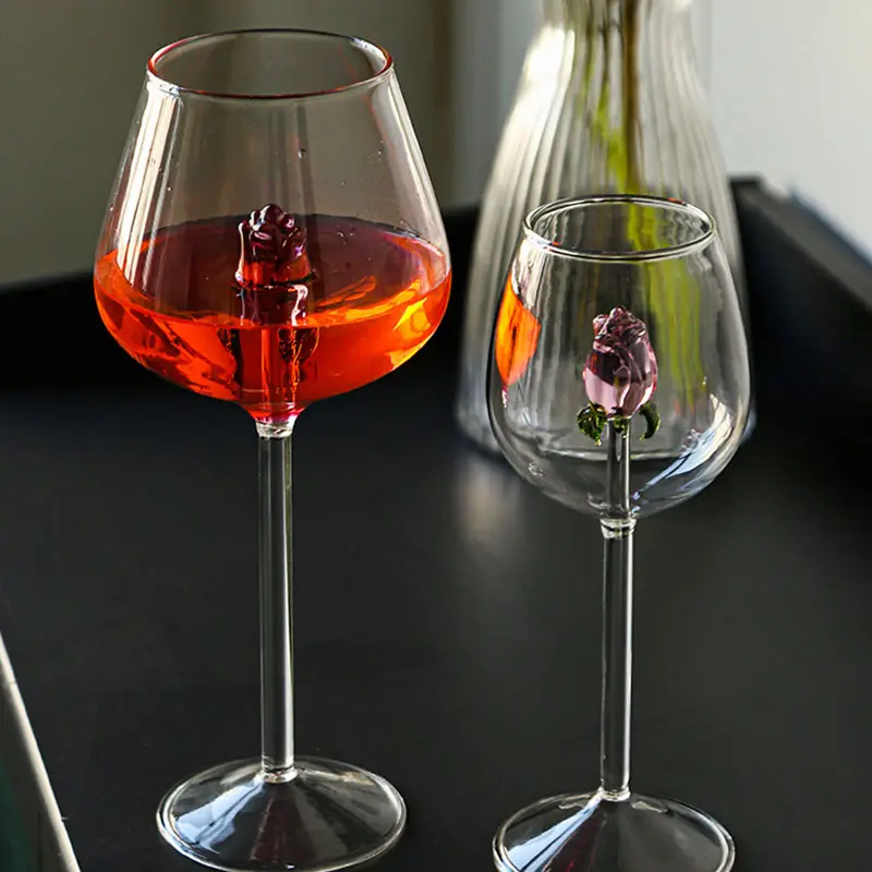 400Ml. 600Ml Bordeaux Glazen Met Rozen, Champagneglazen, Creatieve Bordeauxrode Glazen