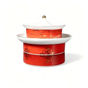 Caja de Frutas de Porcelana Ecológica Transparente con Esmalte Premium TAO XI CHUAN, Estilo <span class=keywords><strong>Palacio</strong></span> Imperial de la Ciudad Prohibida, en Capas, para Regalo de Otoño - Product Image 3