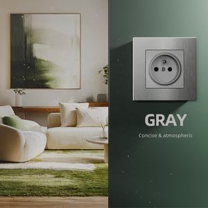 유럽 표준 16a 전기 벽 전원 소켓 브러시 알루미늄 고급 벽 소켓 베스트 셀러 프랑스 현대 홈 벽 소켓 - Product Image 6
