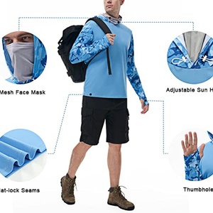 Chemise de chasse en polyester personnalisée, chemise anti-UV unisexe à manches longues pour la pêche avec masque facial - Product Image 6