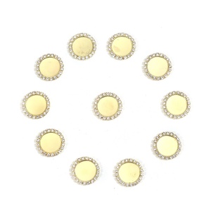 Piedra circular de ojo de gato de fondo plano con incrustaciones de garra Diamantes de imitación sueltos Base de metal de perla brillante con agujero de taladro de cadena de borde - Product Image 6