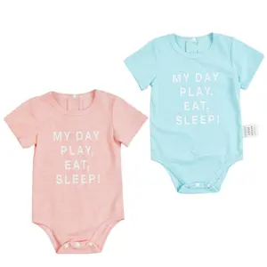 Summer Newborn Plain Color Custom Logo Baby Clothes Infant Bodysuit Short Sleeve 100% Cotton Onesie Baby Rompers