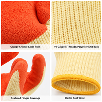 Gants de travail MaxiPact respirants en polyester 10 jauges 5 fils, enduits de latex froissé antidérapant, avec poignet tricoté pour une meilleure adhérence et sécurité