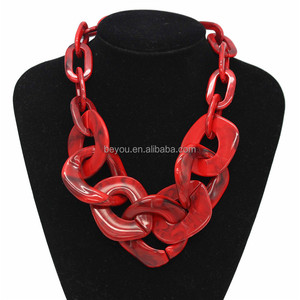 Red Delta Inspiration Chunky acrílico cubano gargantilla collar moda babero Collar cadena collar pendiente conjunto joyería para mujer - Product Image 3
