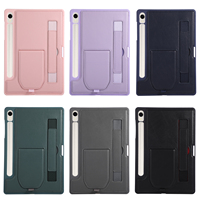 Étui de protection avec béquille et dragonne pour Galaxy Tab A11+ Plus A9 A9+ S9 FE S10, support de tablette avec emplacement pour stylet