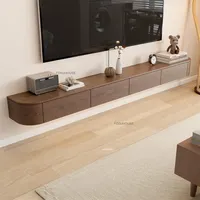 Meuble TV flottant en bois massif, style nordique, avec rangement pour salon, idéal petit appartement, éclairage d'ambiance, fabricant de meubles