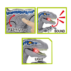 Nuovo Velociraptor dinosauro simulatore di luce ed effetti sonori mobili comuni modello giocattolo incentrato sugli animali - Product Image 3
